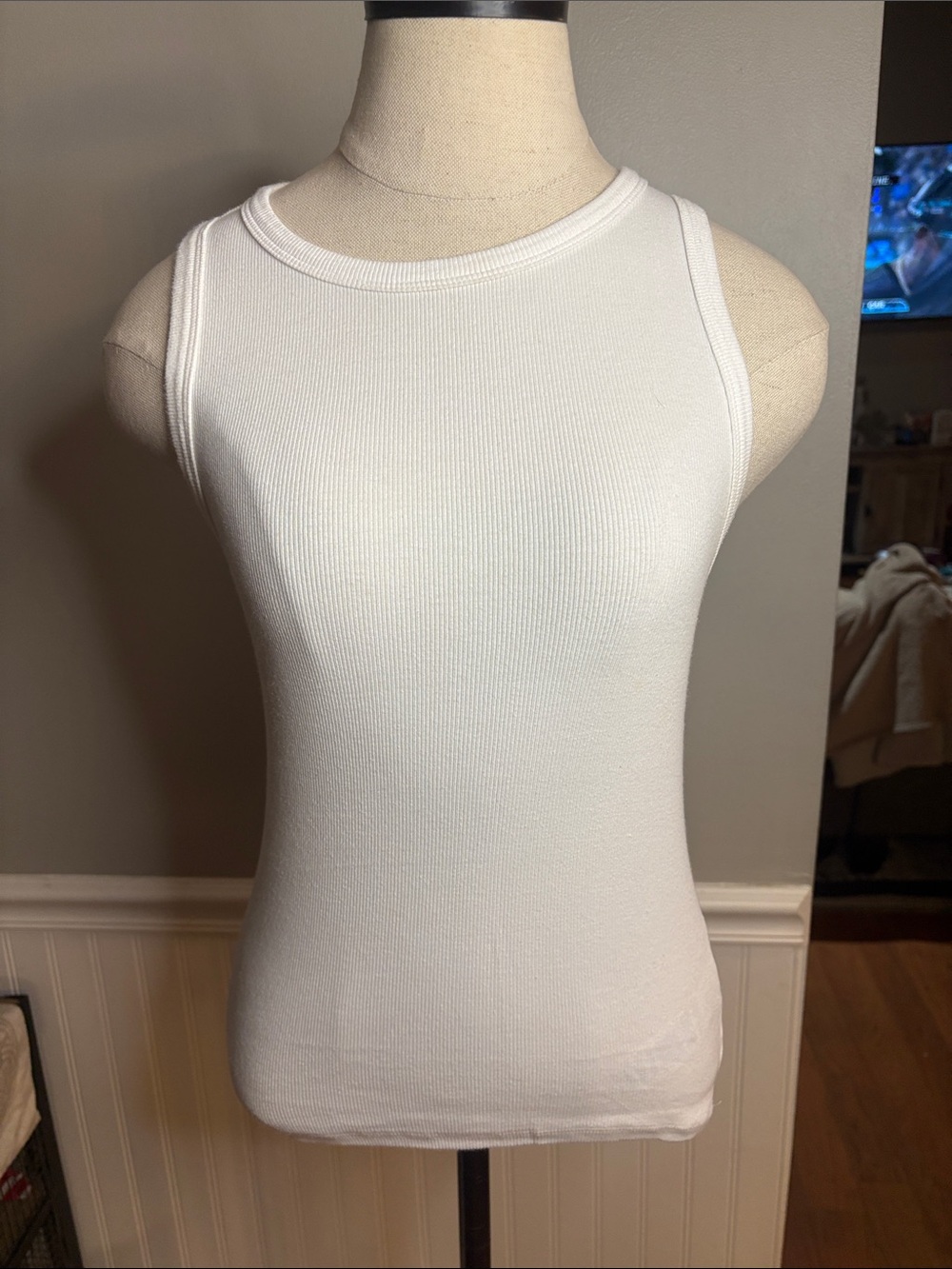 Aritzia White Ribbed Sleeveless Tank